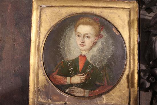 17th Century Flemish School Portrait of a girl with a ruff 3in.